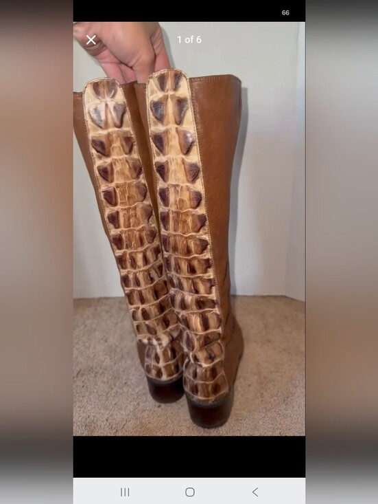 Weitzman Struart Shoes - STUART WEITZMAN CROC HORNBACK LEATHER KNEE HIGH BOOTS ✨
